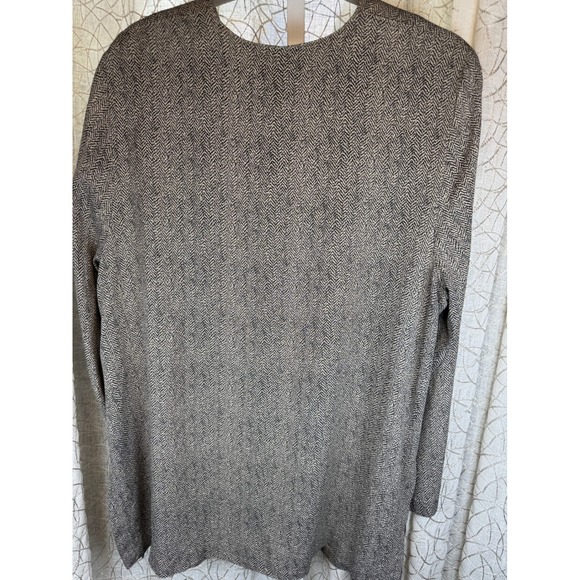 Vintage Ellen Figg Woman Longline Button-Up Shirt 18W Black & Cream Herringbone - Picture 5 of 6